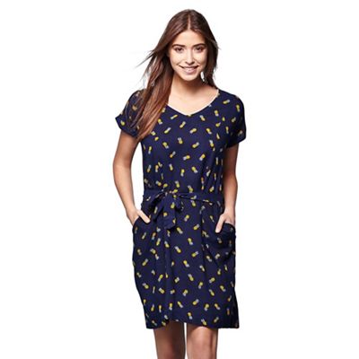Navy ditzy pineapple casual dress